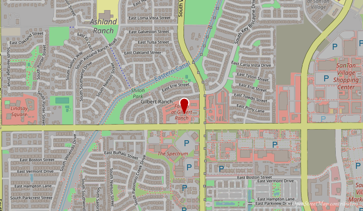 Map showing TechFabric, EZ Spaces Coworking, 1530 E Williams Field Rd, Ste 201, Gilbert, AZ 85295