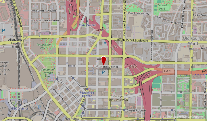 Map showing Atlanta Marriott Marquis, 265 Peachtree Center Ave NE, Atlanta, GA