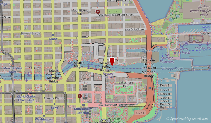 Map showing Sheraton Grand Chicago Riverwalk, 301 E North Water St, Chicago, IL