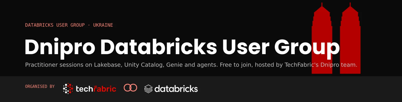 Dnipro Databricks User Group banner, organised by TechFabric