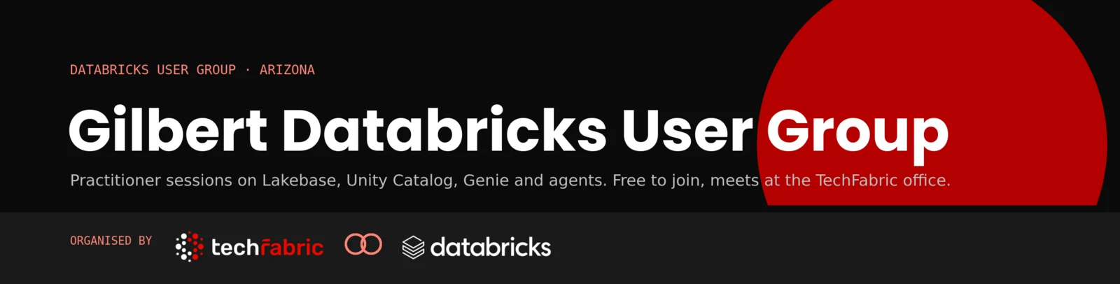 Gilbert Databricks User Group banner, organised by TechFabric